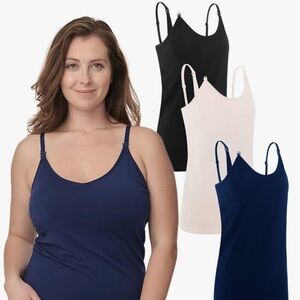 Bundle of 3 Maternity Nursing Tank Tops Size Medium Navy Pink Black
